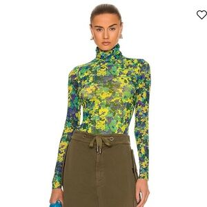 Ganni painterly print turtleneck top NWT